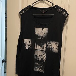 Rock & Republic Black Graphic Muscle Tee